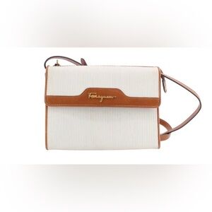 Salvatore Ferragamo Cream and Brown Crossbody Bag
